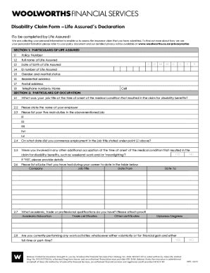 Disability Insurance Claim Form 的图像结果
