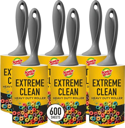 Scotch-Brite Extreme Clean Lint Rollers, 6 Rollers, 100 Sheets Per ...