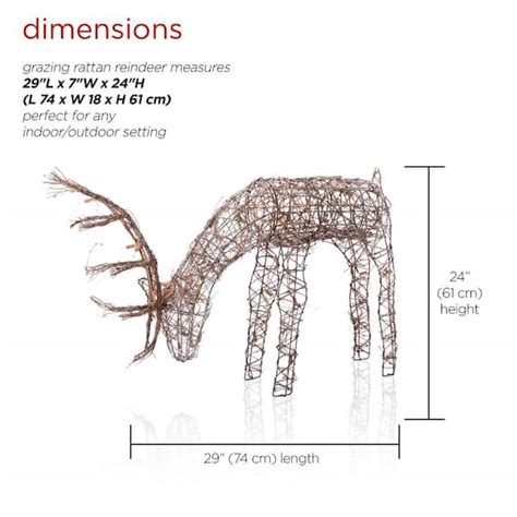 Buy 24 in. Tall Rattan Grazing Reindeer Decoration with Halogen Lights ...