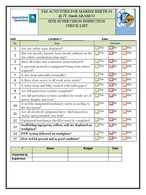 Image result for Temporary Works Supervisor Checklist