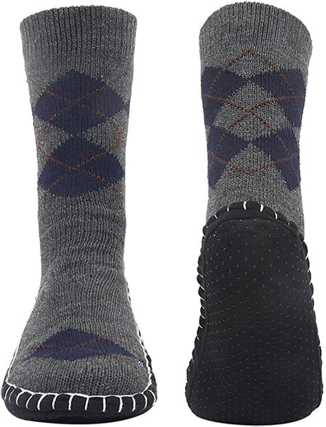 PinKit Mens Slipper Socks Plush Fluffy Fuzzy Fleece Lined Winter Non ...