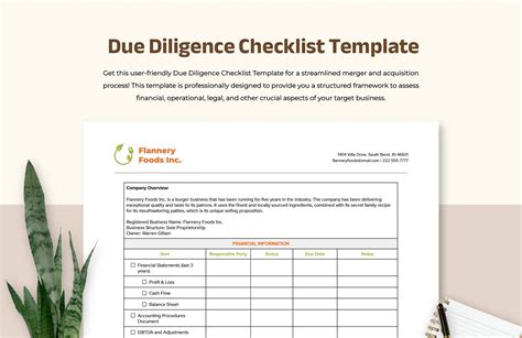 Due Diligence Checklist Template in Word, PDF, Google Docs - Download ...