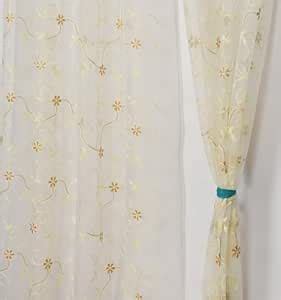 Buy Fabrilia Floral Pattern Embroidery Tissue Net Sheer Transparent ...