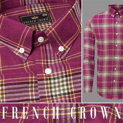 Rouge Casual Checks-Plaid Premium Cotton Button-Down Shirt For Men ...