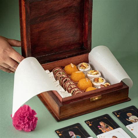 Buy Gold Tarkashi Wooden Festive Gift Box Online On Zwende