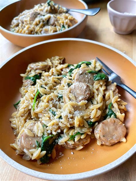 One Pan Chicken Sausage Orzo - onebalancedlife.com