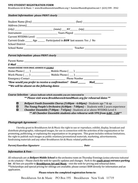 Fillable Online YPO STUDENT REGISTRATION FORM Fax Email Print - pdfFiller
