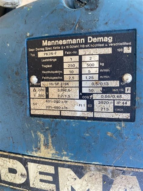 Demag cable winch chain hoist 500 kg
