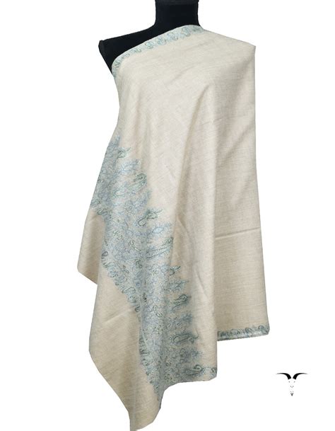 White Embroidery Pashmina Shawl 7290 – Phamb