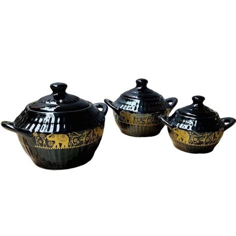 Buy DINNERDINE Handprinted Microwave-Safe Ceramic Handi Serving Bowl ...