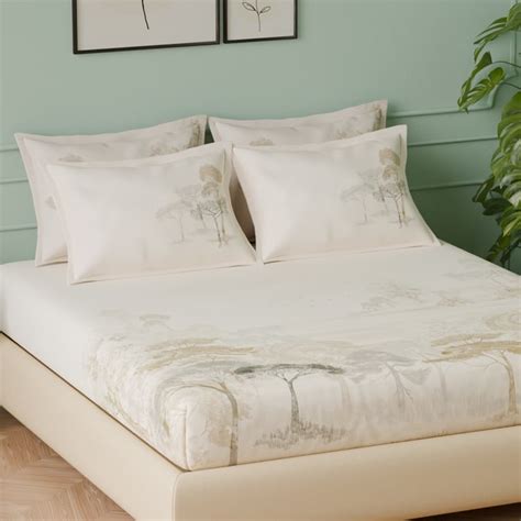 Buy SPACES Luxury Cotton 300TC Printed 5Pcs Super King Bedsheet Set ...