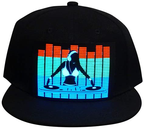 CYB LED Hat Rave Light Up Sound Activated Baseball Cap Flashing DJ ...