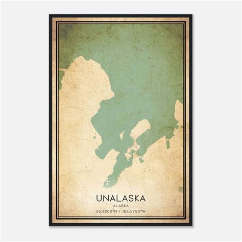 Vintage Unalaska Alaska Map Poster, Unalaska AK City Road Wall Art Print - Custom Maps & Posters