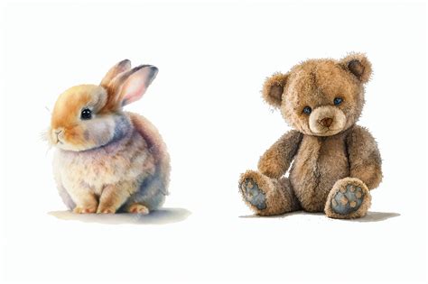 Premium Vector | Set teddy bear and bunny in 3d style isolated vector ...