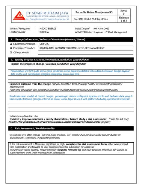 Management of Change Form Example 的图像结果