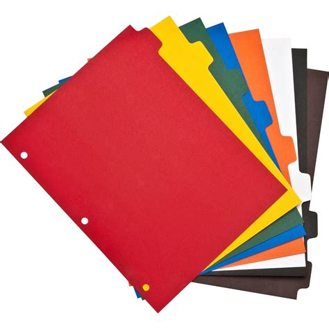 3 Ring Binder Dividers, 8 Color Tabs Poly Index Dividers, Letter Sized ...
