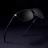 Drifter Polarized Black Sunglasses – Metal Rectangle Frame | Sunglassic