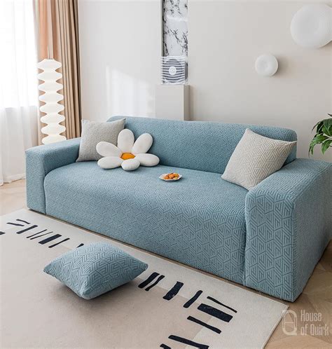 Universal Jacquard Grain Texture Fabric Sofa-Light Blue – House of quirk