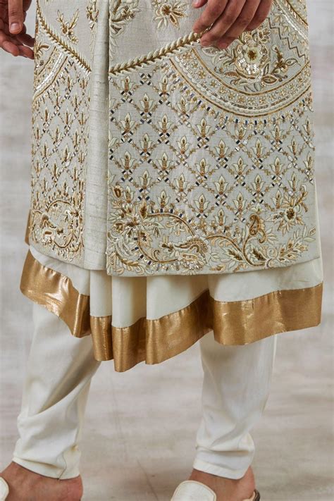Suave Ivory Sherwani With Zari & Resham work