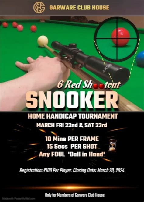 Home Handicap Six Red Shoot Out Snooker Tournament 2024 - Garware Club ...