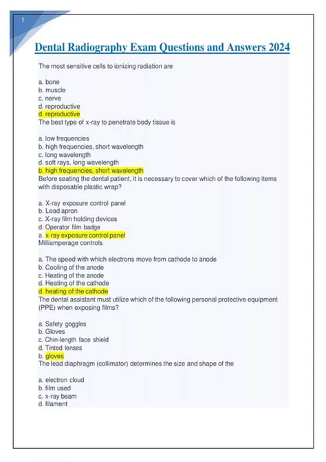 Dental Radiography Exam Questions and Answers 2024 - Dental Radiography ...