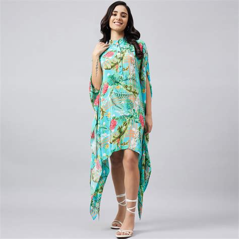 Baby Blue and Green Jungle Print Tunic – First Resort by Ramola Bachchan