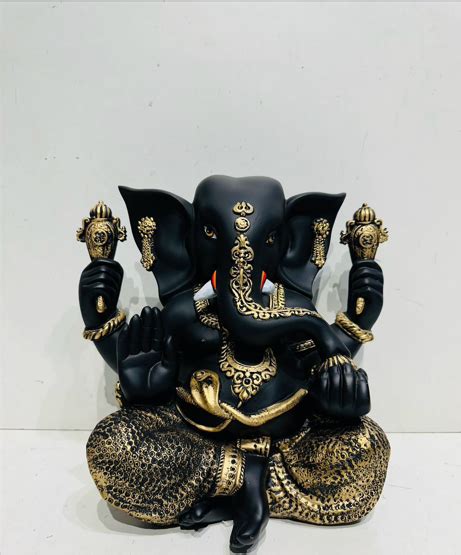 Lord Ganesha Sculpture with Gold Design – Vistara Lights