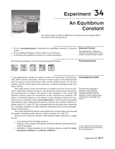 Experiment 34 - An Equilibrium Constant - Experiment 34 An Equilibrium ...