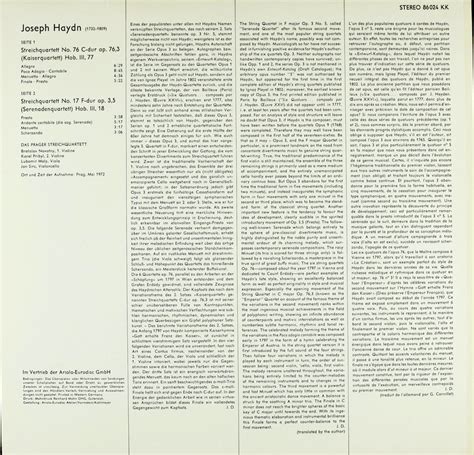 Prager Streichquartett. Haydn. Kaiserquartett. Serenadenquartett ...