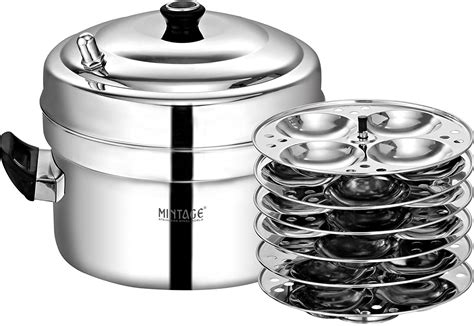 Mintage Marvel 6 Stainless Steel Idli Cooker 6 plate Set 24 Pcs Standa ...