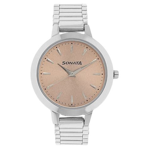 Buy Online Sonata Elite Rose Gold Dial Women Watch With Stainless Steel ...
