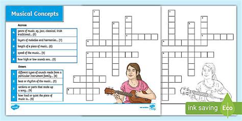 Musical Concepts Crossword (teacher made) - Twinkl