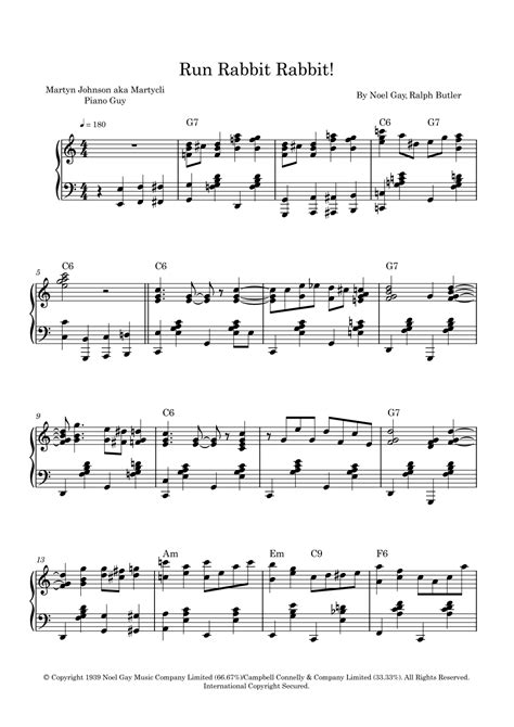 Run, Rabbit, Run! (arr. Martyn Clive Johnson (aka Martycli Piano Guy ...