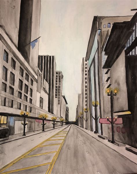 1 point perspective cityscape – Artofit