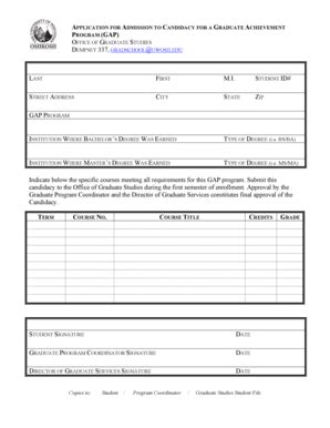 Fillable Online uwosh GAP Admission to Candidacy Form (PDF) - uwosh Fax ...