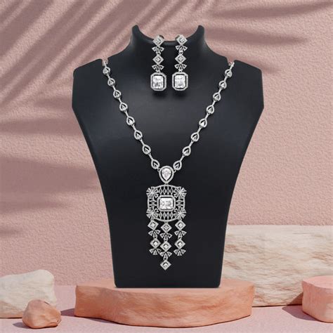 Zircon Necklace | CZ Jewellery Necklace | American Diamond Set