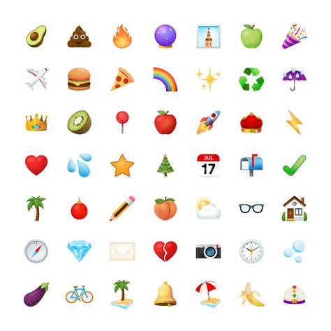 conjunto de vectores emoji. comida y bebida, lugares y viajes, actividades, objetos. 14925888 ...