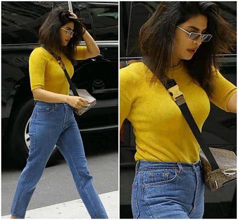 येलो टॉप और हाई वेस्ट डेनिम में देसी गर्ल प्रियंका का दिखा स्टनिंग लुक ...