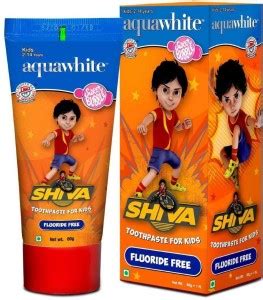 aquawhite SHIVA Toothpaste for Kids, Fluoride Free, Sweet Bubble Flavor ...