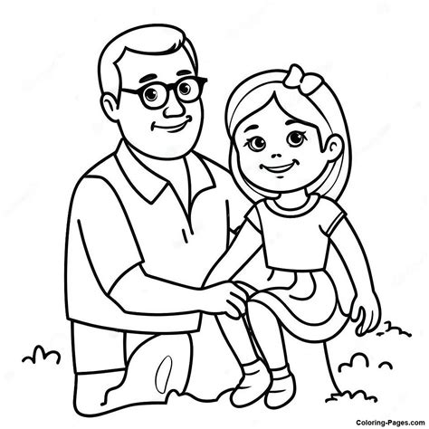 Dad And Daughter Colouring Pages