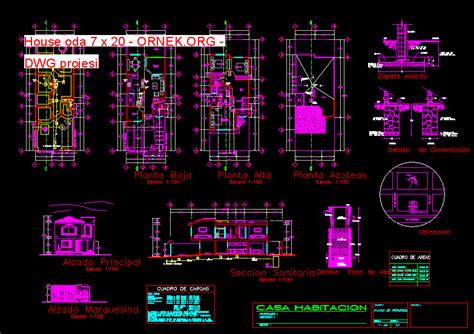 House oda 7 x 20 dwg projesi - Autocad Projeler