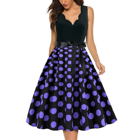 Biziza Trendy Purple Casual Dresses for Women Polka Dot Vintage Flowy ...