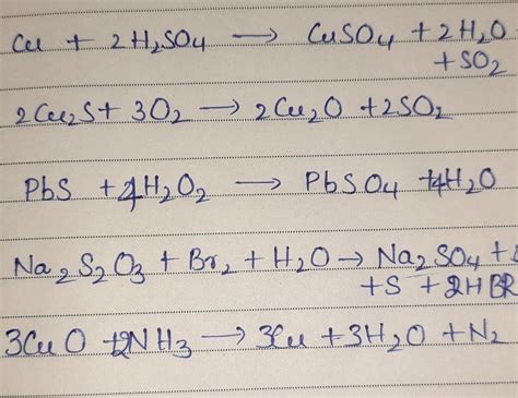 Q2. Balance the following reactions:1.Cu + H2SO4 → CuSO4 + H2O + SO2 2 ...