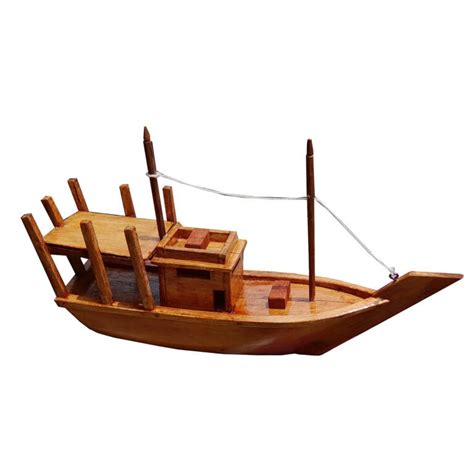 Handcrafted Wooden Fishing Boat Model: Eco-Friendly Decorative ...