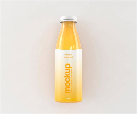 Fruit juice clear glass bottle mock-up design | Premium PSD