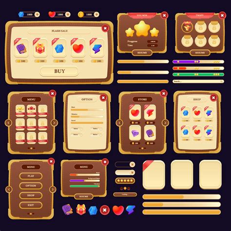 Cute and fresh game ui for mobile or windows with green and pink color ...