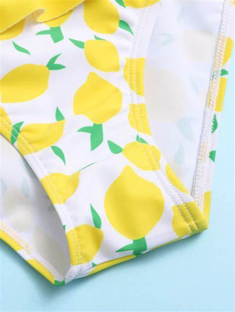 Conjunto de Biquíni com Camadas Vazadas e Estampa de Limão para Meninas ...