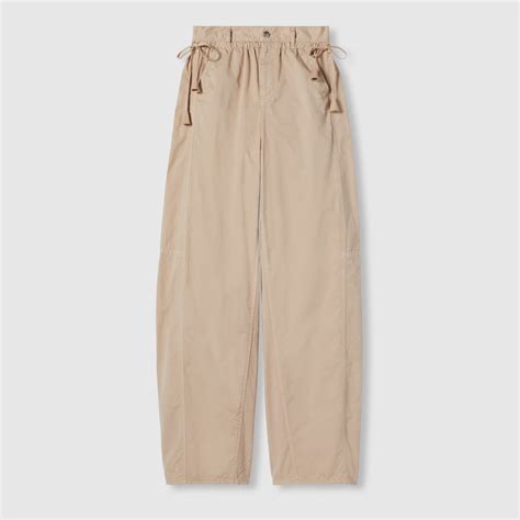 Cotton twill pants with tie sides in dusty pink | GUCCI® US