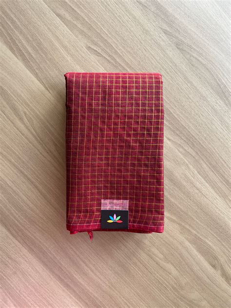 Simple Zari Checks Cotton Starched Saree (Without blouse)- 21770 – Fabk-in