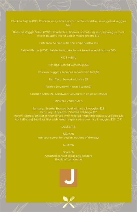 Bistro at the J by Asher: A Kosher dining experience at the JCC (MENU)